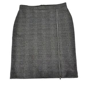 Ann Taylor Gray Plaid Zipper Accent Pencil Skirt Size 12